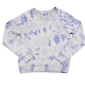 Athleta Pullover Crewneck XS Blue White Cotton Activewear‎ Loungewear